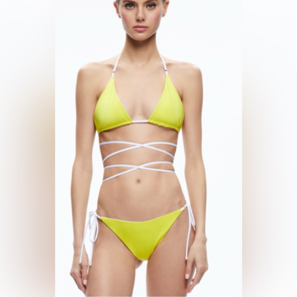 Alice + Olivia Bikini Size M Yellow & White Reversible NWOT Never Worn